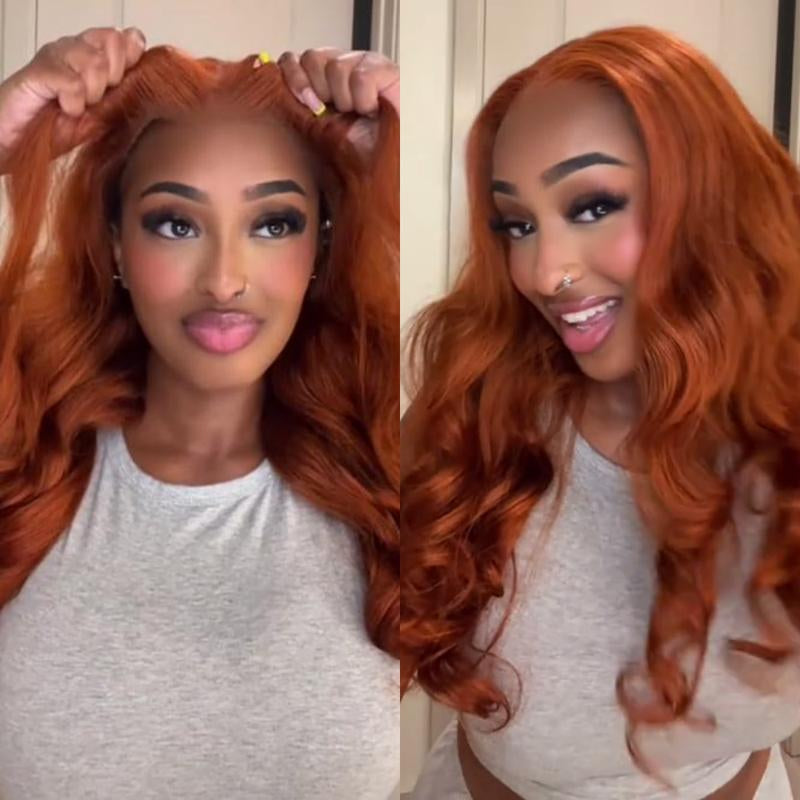 Alipearl Hair Copper Color Pre Cut Ready to Go Glueless Wig Body Wave Pre Plucked 5X7 Lace Closure Wig 13X4 Lace Frontal Wig Tiktokshopbacktoschool