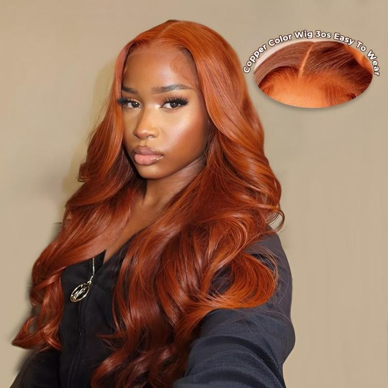 Alipearl Hair Copper Color Pre Cut Ready to Go Glueless Wig Body Wave Pre Plucked 5X7 Lace Closure Wig 13X4 Lace Frontal Wig Tiktokshopbacktoschool