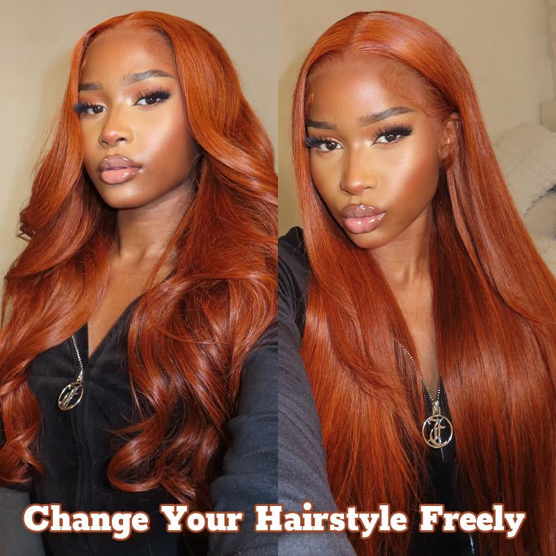 Alipearl Hair Copper Color Pre Cut Ready to Go Glueless Wig Body Wave Pre Plucked 5X7 Lace Closure Wig 13X4 Lace Frontal Wig Tiktokshopbacktoschool
