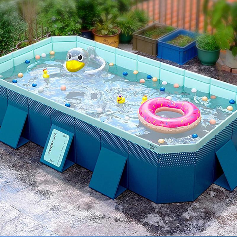 Foldable Large Rectangular Family Swimming Pool Noninflatable Easy Setup Suitable for Adults Kids and Pet Dogsideal for Outdoor Backyard