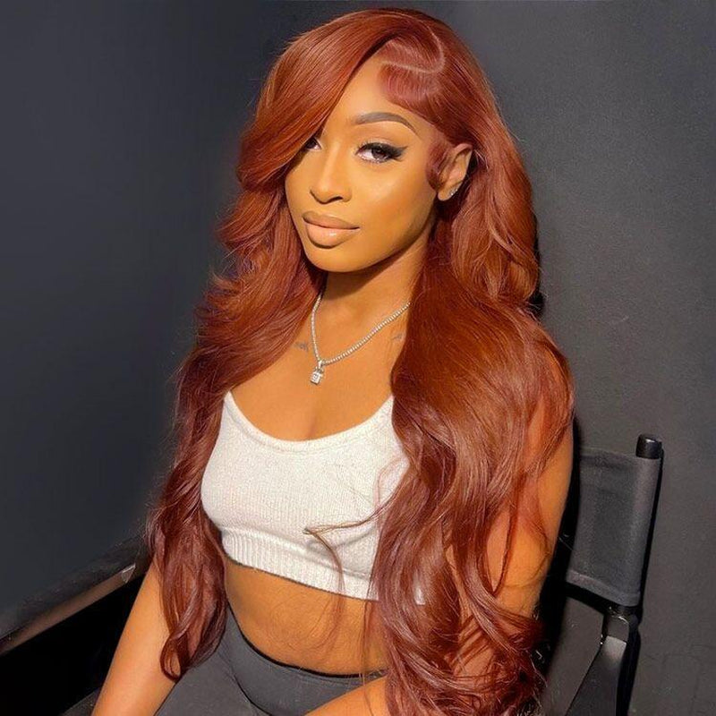 Alipearl Hair Copper Color Pre Cut Ready to Go Glueless Wig Body Wave Pre Plucked 5X7 Lace Closure Wig 13X4 Lace Frontal Wig Tiktokshopbacktoschool