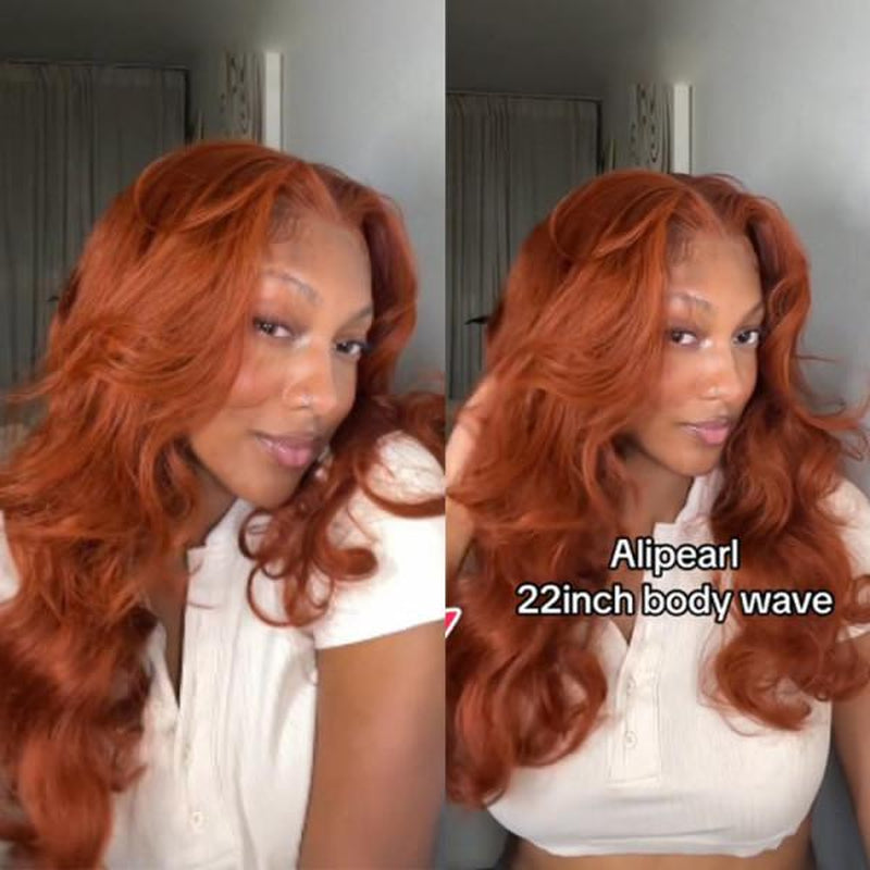 Alipearl Hair Copper Color Pre Cut Ready to Go Glueless Wig Body Wave Pre Plucked 5X7 Lace Closure Wig 13X4 Lace Frontal Wig Tiktokshopbacktoschool