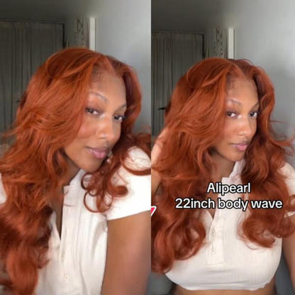 Alipearl Hair Copper Color Pre Cut Ready to Go Glueless Wig Body Wave Pre Plucked 5X7 Lace Closure Wig 13X4 Lace Frontal Wig Tiktokshopbacktoschool