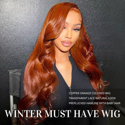 Alipearl Hair Copper Color Pre Cut Ready to Go Glueless Wig Body Wave Pre Plucked 5X7 Lace Closure Wig 13X4 Lace Frontal Wig Tiktokshopbacktoschool