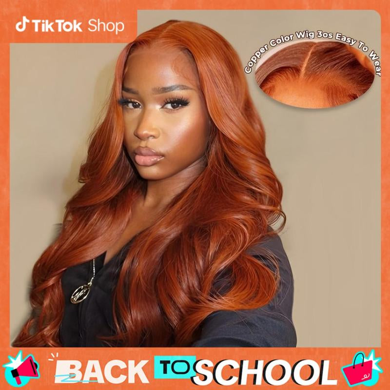 Alipearl Hair Copper Color Pre Cut Ready to Go Glueless Wig Body Wave Pre Plucked 5X7 Lace Closure Wig 13X4 Lace Frontal Wig Tiktokshopbacktoschool
