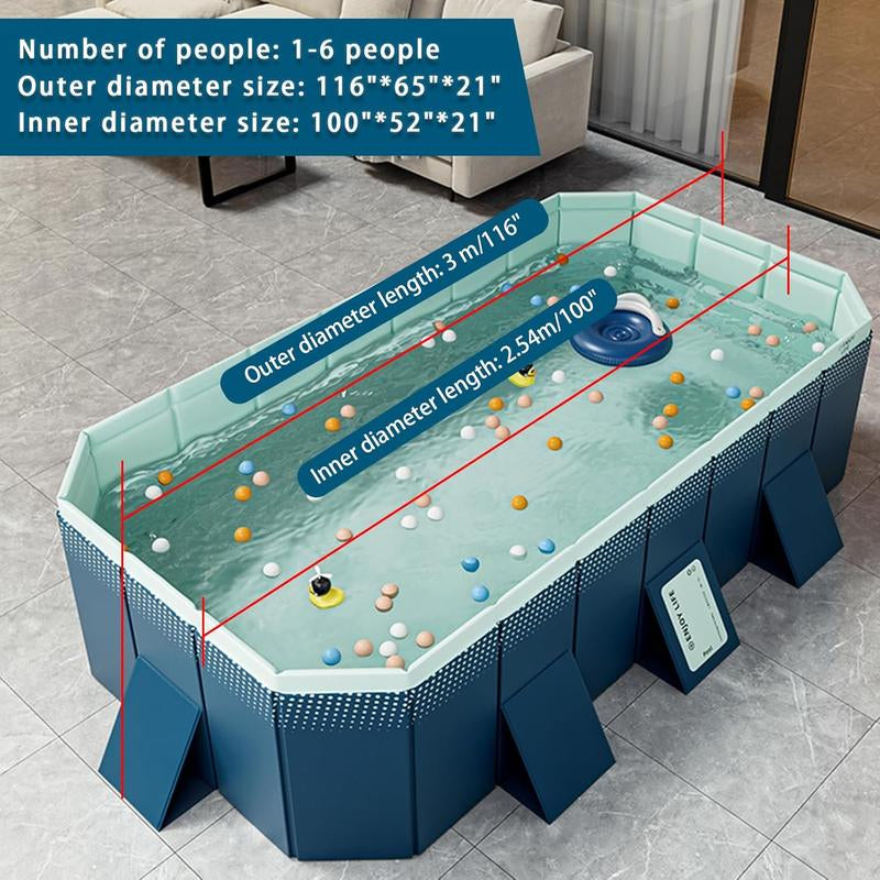 Foldable Large Rectangular Family Swimming Pool Noninflatable Easy Setup Suitable for Adults Kids and Pet Dogsideal for Outdoor Backyard