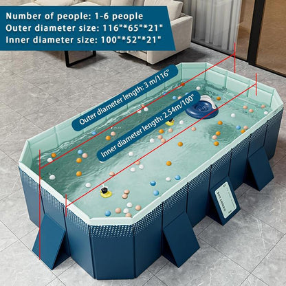 Foldable Large Rectangular Family Swimming Pool Noninflatable Easy Setup Suitable for Adults Kids and Pet Dogsideal for Outdoor Backyard